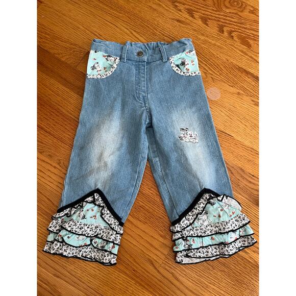 Baby Gassy Gooma embellished ruffle hem jeans‎ size 4 Excellent Adorable - Picture 1 of 6